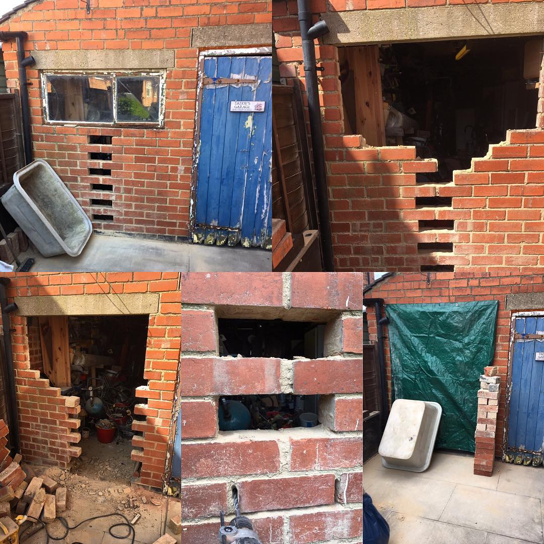 #newgarageentrydoor #homeproject #getbuilding #rearentrance #cleanbricks #replace2lintels #newlinteltogoin #keepittidy #buildbase